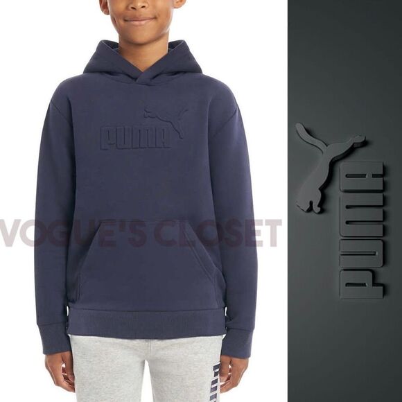 NEW! PUMA Youth Fleece Hoodie with Raised embossed logo and Kangaroo Pockets - Picture 1 of 16